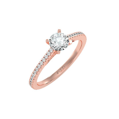 Solitärring aus 18-karätigem Roségold mit Pavé-Fassung und 0,80 Karat Diamanten