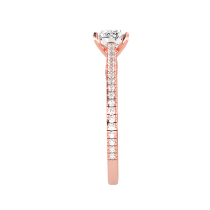 Solitärring aus 18-karätigem Roségold mit Pavé-Fassung und 0,80 Karat Diamanten