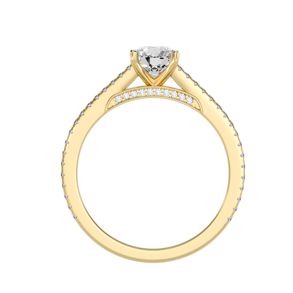 Anello Solitario Pavè in Oro Giallo 18k con diamanti da 0.80 carati