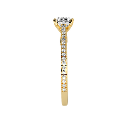 Anello Solitario Pavè in Oro Giallo 18k con diamanti da 0.80 carati