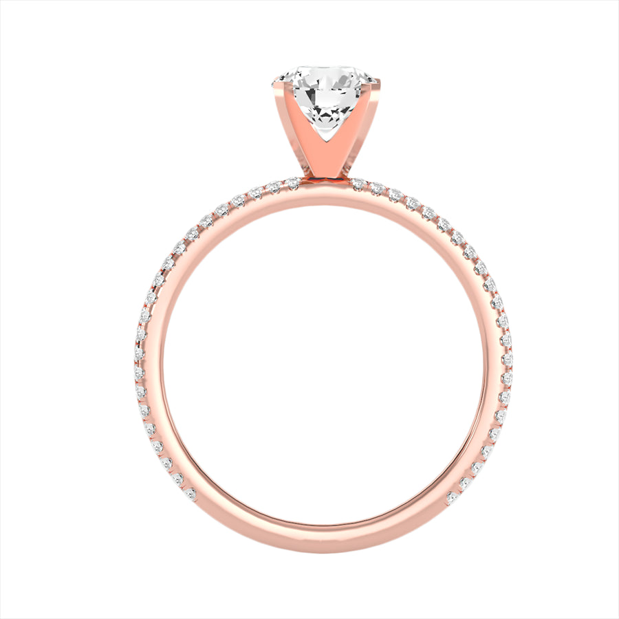 Solitärring aus 18-karätigem Roségold mit Pavé-Fassung und 1,28 Karat Diamanten