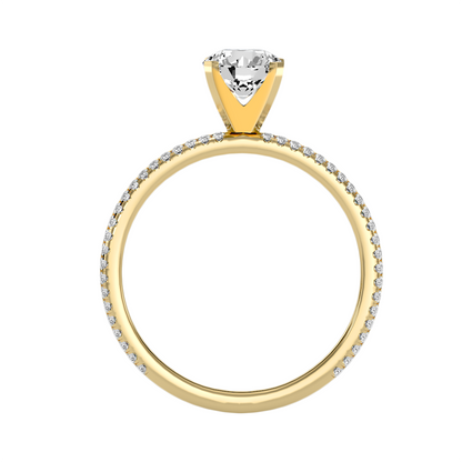 Solitärring aus 18-karätigem Gelbgold mit Pavé-Fassung und 1,28 Karat Diamanten