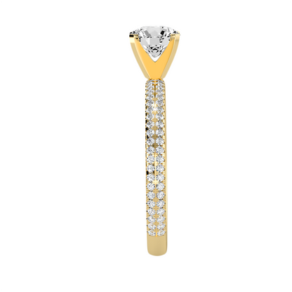 Solitärring aus 18-karätigem Gelbgold mit Pavé-Fassung und 1,28 Karat Diamanten