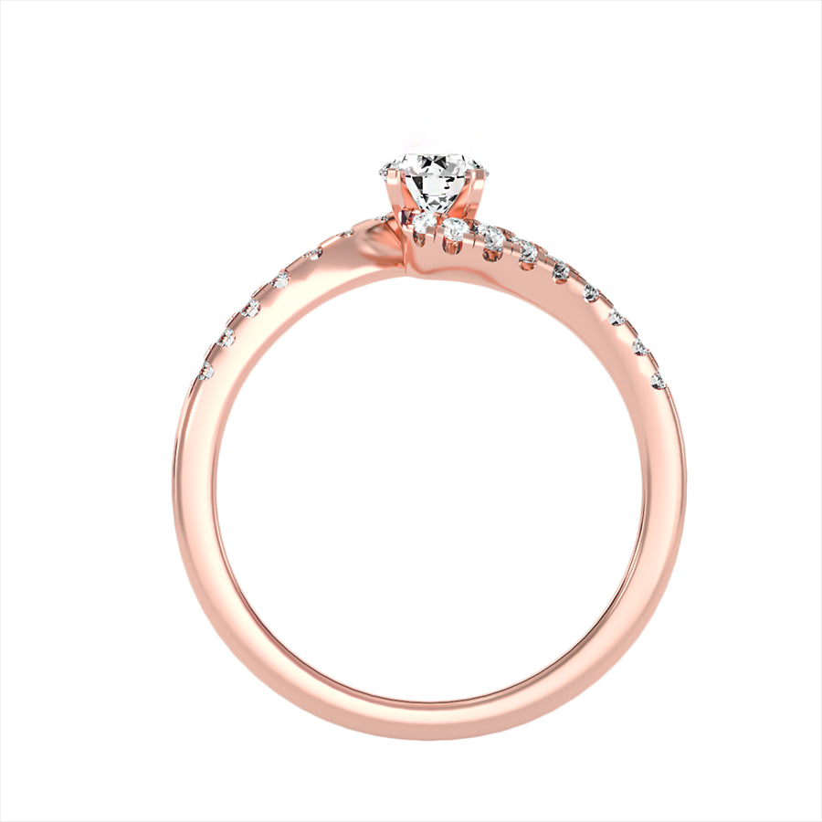 Valentino Solitaire Pavé Ring in 18k Rose Gold with 0.56-carat Diamonds