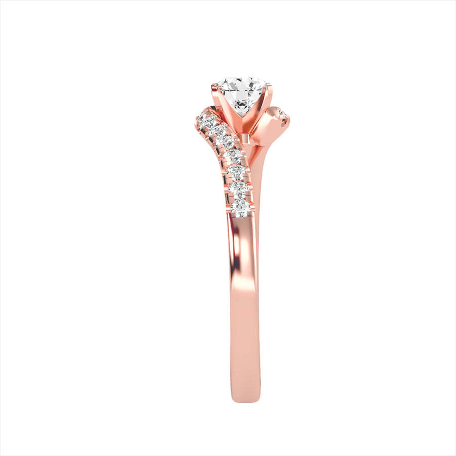 Valentino Solitaire Pavé Ring in 18k Rose Gold with 0.56-carat Diamonds