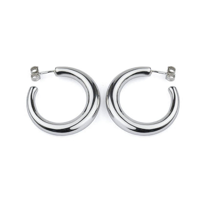 Orecchini a cerchio in argento sezione rotonda diametro 30mm