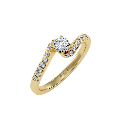 Valentino Solitär-Pavé-Ring aus 18-karätigem Gelbgold mit 0,56 Karat Diamanten