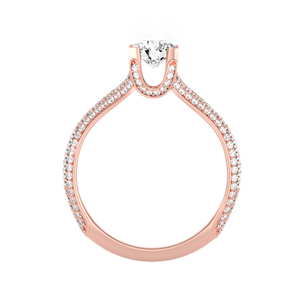 Solitärring aus 18-karätigem Roségold mit Pavé-Fassung und 1,13 Karat Diamanten