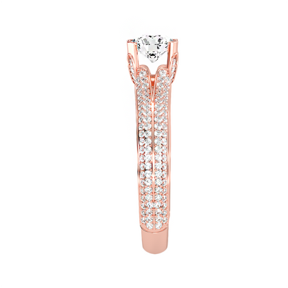 Solitärring aus 18-karätigem Roségold mit Pavé-Fassung und 1,13 Karat Diamanten