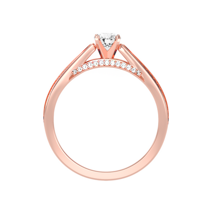 Solitärring aus 18-karätigem Roségold mit Pavé-Fassung und 0,61 Karat Diamanten