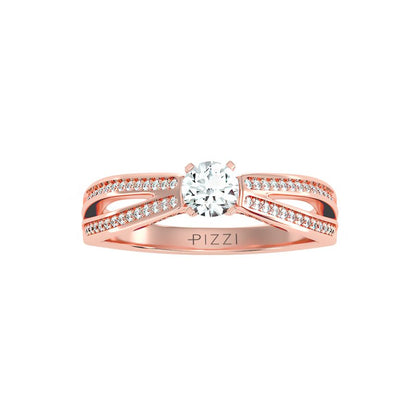 Solitärring aus 18-karätigem Roségold mit Pavé-Fassung und 0,61 Karat Diamanten