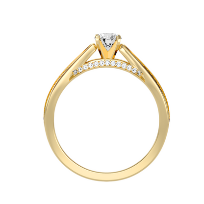 Solitärring aus 18-karätigem Gelbgold mit Pavé-Fassung und 0,61 Karat Diamanten