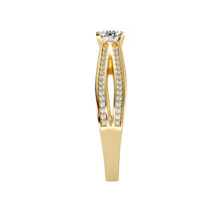 Solitärring aus 18-karätigem Gelbgold mit Pavé-Fassung und 0,61 Karat Diamanten