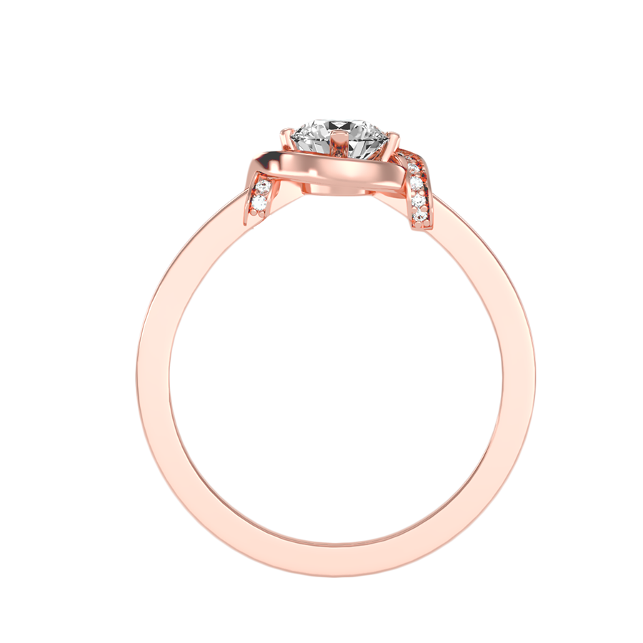 Solitärring aus 18-karätigem Roségold mit Pavé-Fassung und 0,70 Karat Diamanten