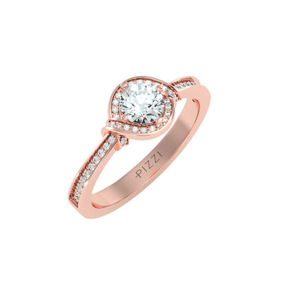 Solitärring aus 18-karätigem Roségold mit Pavé-Fassung und 0,70 Karat Diamanten