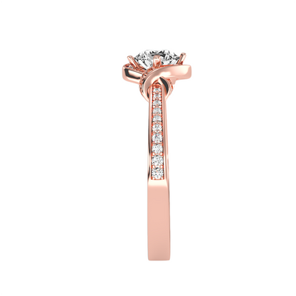 Solitärring aus 18-karätigem Roségold mit Pavé-Fassung und 0,70 Karat Diamanten
