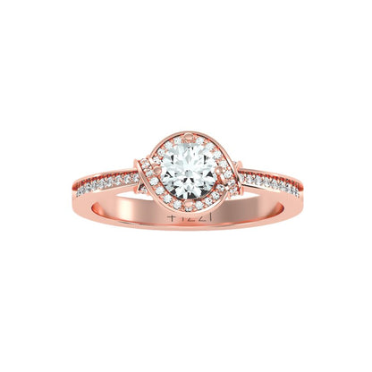 Solitärring aus 18-karätigem Roségold mit Pavé-Fassung und 0,70 Karat Diamanten