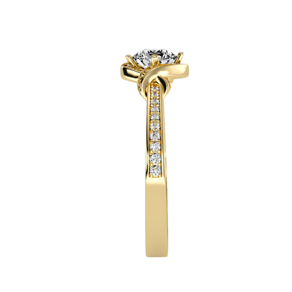 Solitärring aus 18-karätigem Gelbgold mit Pavé-Fassung und 0,70 Karat Diamanten