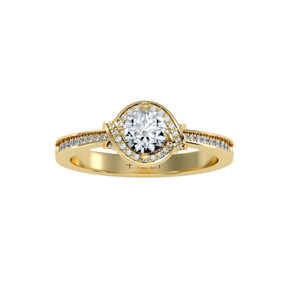 Solitärring aus 18-karätigem Gelbgold mit Pavé-Fassung und 0,70 Karat Diamanten