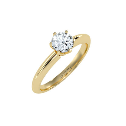 Solitärring aus 18-karätigem Gelbgold mit 0,84 Karat Diamanten