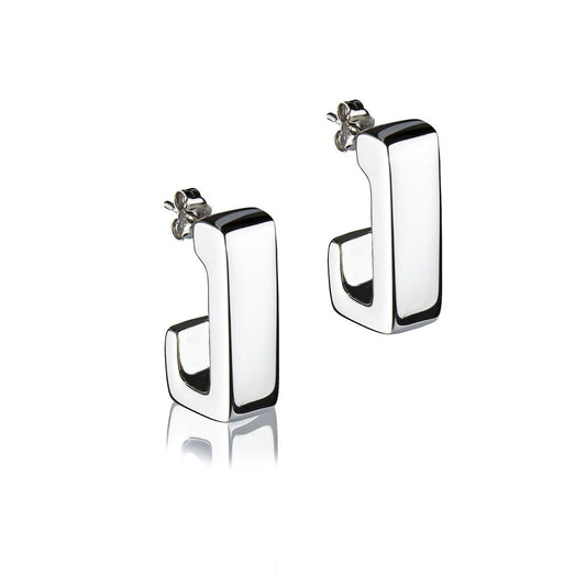 Rectangular silver earrings, 25mm long