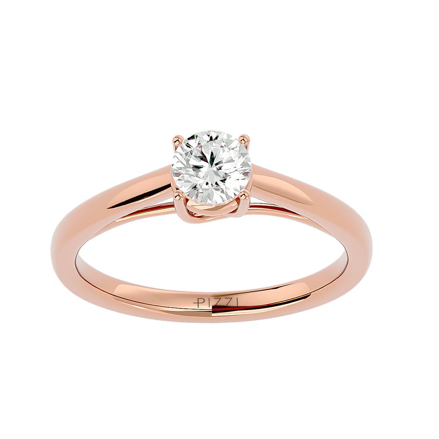 18k Rose Gold Solitaire Ring with 0.56 Carat Diamonds