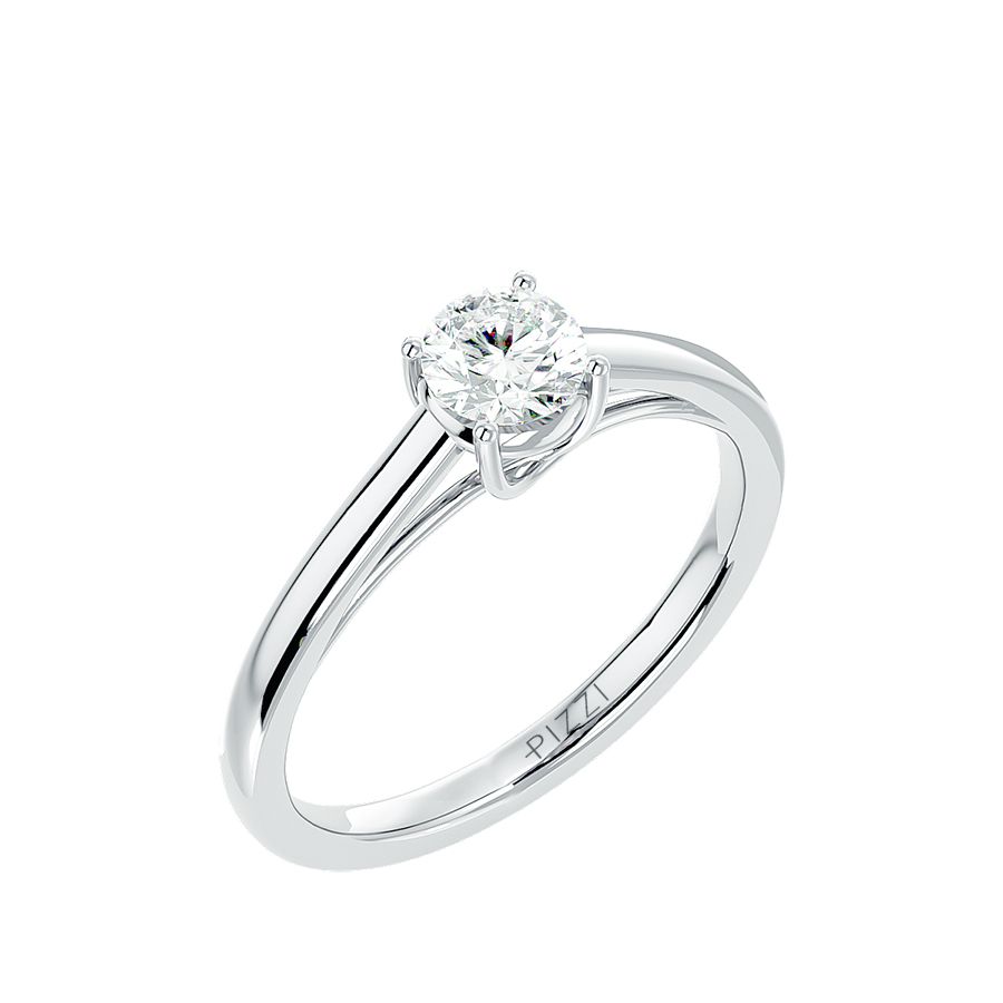 18k White Gold Solitaire Ring with 0.56 Carat Diamonds