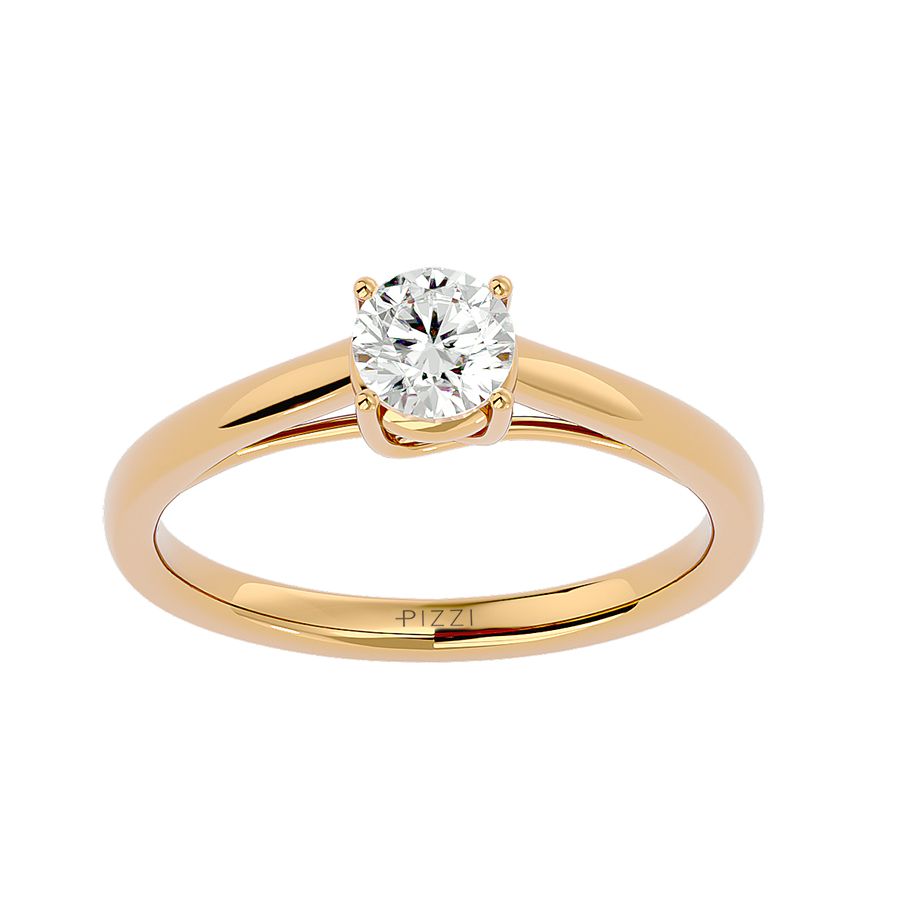 18k Yellow Gold Solitaire Ring with 0.56 Carat Diamonds