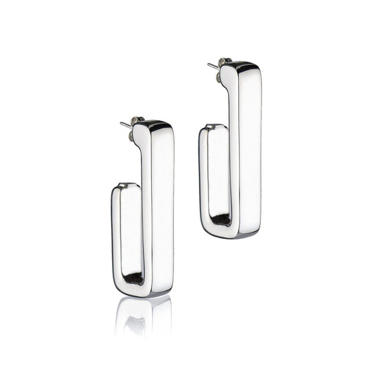Rectangular silver earrings, length 45mm