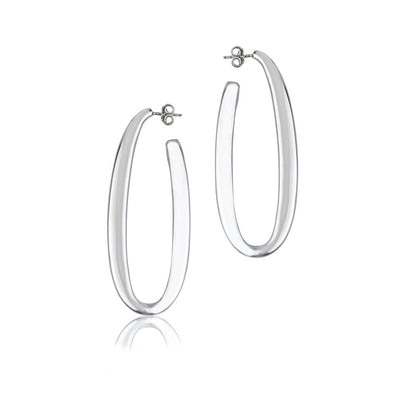 Orecchini ovali in argento sezione quadrata lunghezza 65mm