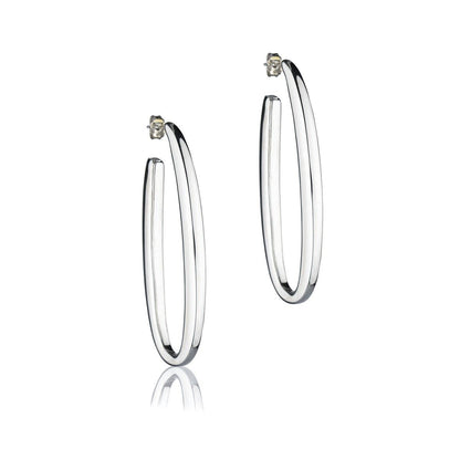 Orecchini ovali in argento sezione quadrata lunghezza 65mm