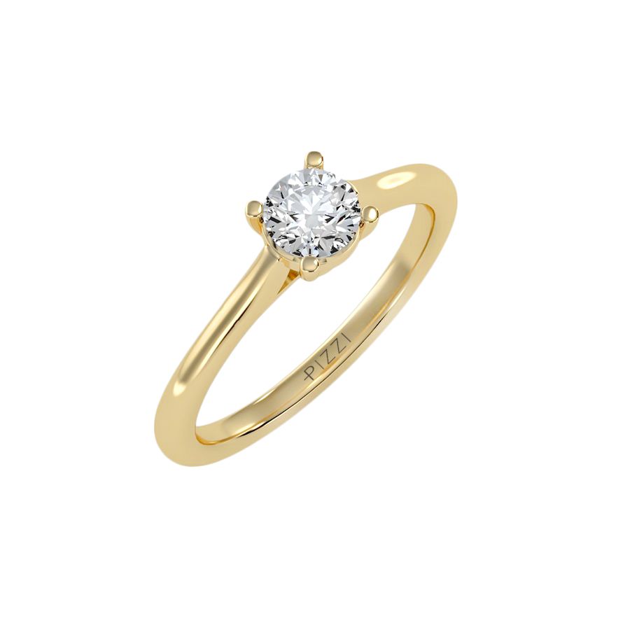 Anello Solitario in Oro Giallo 18k con diamanti da 0,50 carati