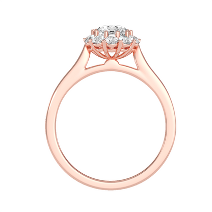 Halo-Solitärring mit 0,65 Karat in 18 Karat Roségold