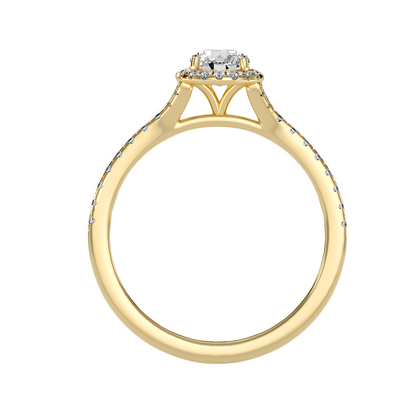 Halo-Solitärring aus 18-karätigem Gelbgold mit 0,74 Karat Diamanten