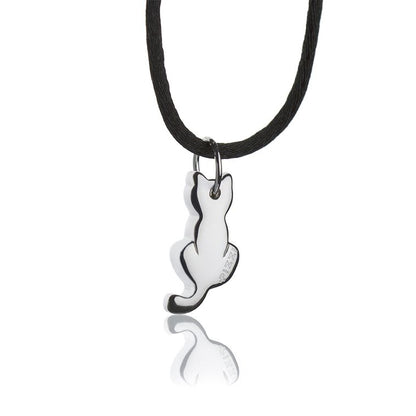 Collana con pendente in argento gatto