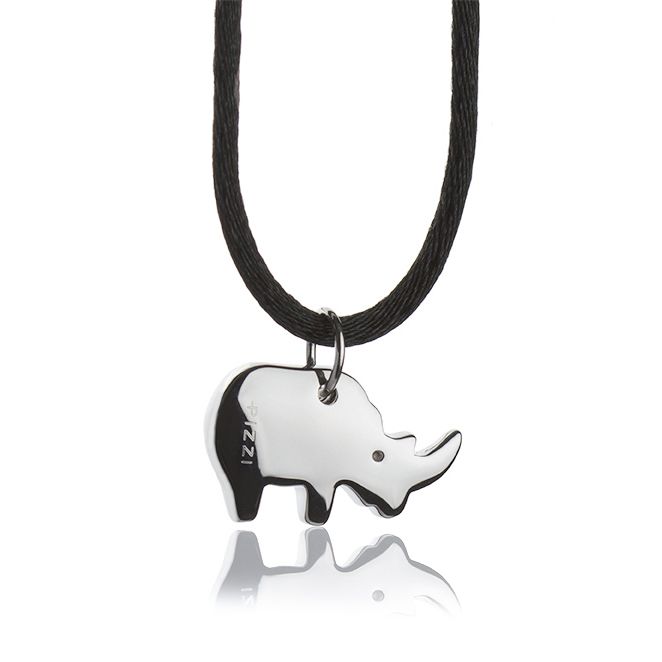 Collana con pendente in argento rinoceronte