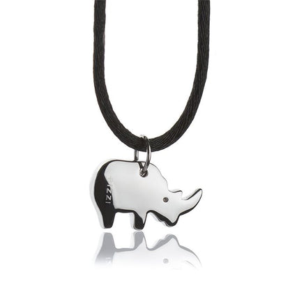 Collana con pendente in argento rinoceronte