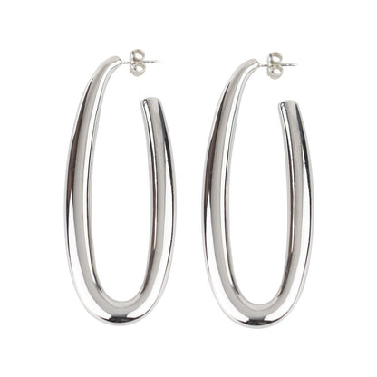 Orecchini ovali in argento sezione rotonda lunghezza 70mm
