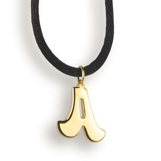 Pendente con laccio iniziale lettera a in oro giallo 18kt