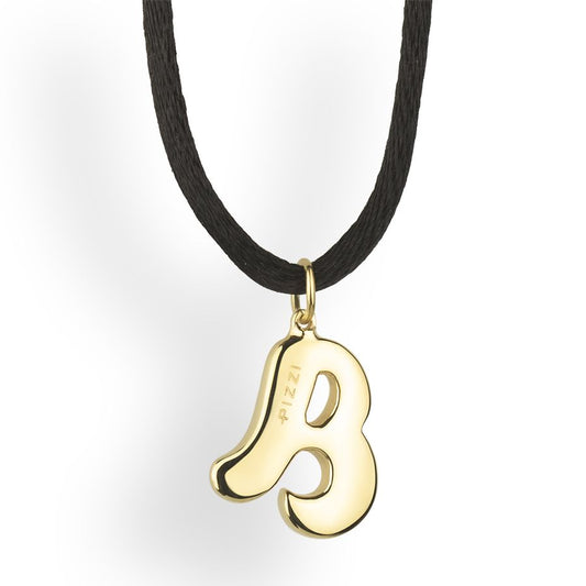 Pendente con laccio Iniziale lettera b in oro giallo 18kt