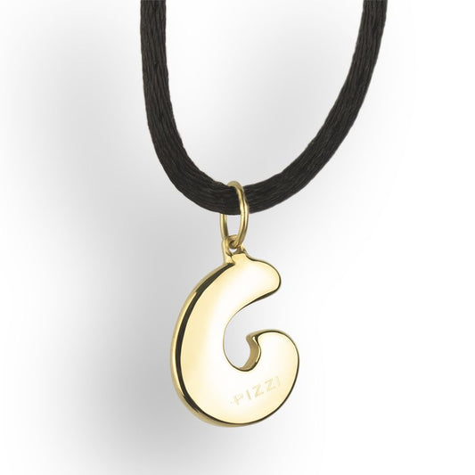 Pendente con laccio Iniziale Lettera C in oro giallo 18kt