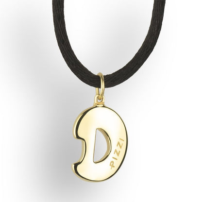 Pendente con laccio iniziale lettera D in oro giallo 18kt