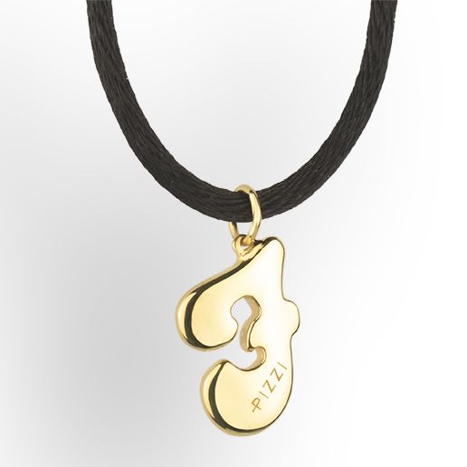 Pendente con laccio iniziale lettera f in oro giallo 18kt