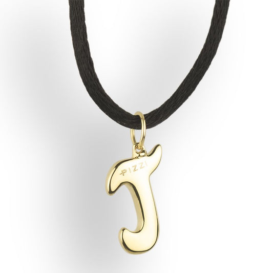 Pendente con laccio iniziale lettera j in oro giallo 18kt