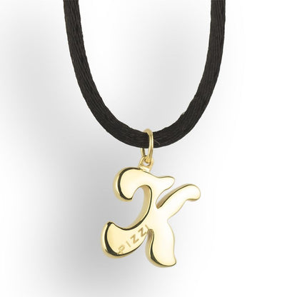 Pendente con laccio iniziale lettera k in oro giallo 18kt