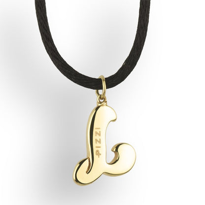 Pendente con laccio iniziale lettera l in oro giallo 18kt