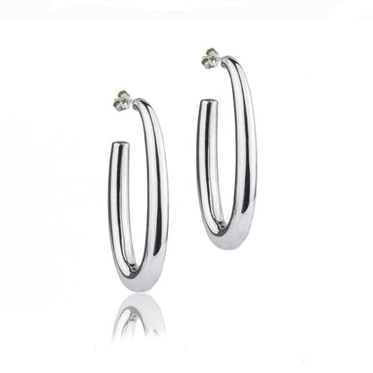 Orecchini ovali in argento sezione rotonda lunghezza 50mm