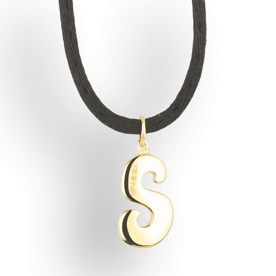 Anhänger aus 18-karätigem Gelbgold mit dem Anfangsbuchstaben S und Spitze