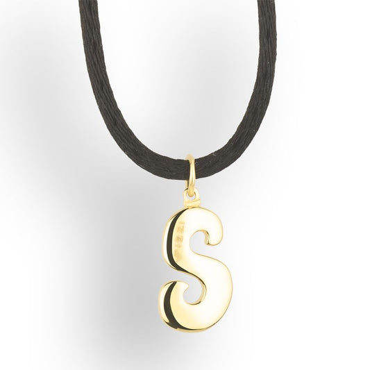 Pendente con laccio iniziale lettera s in oro giallo 18kt