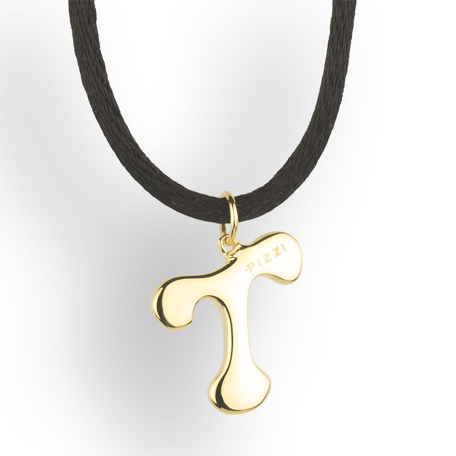 Anhänger aus 18-karätigem Gelbgold mit dem Anfangsbuchstaben T und Spitze